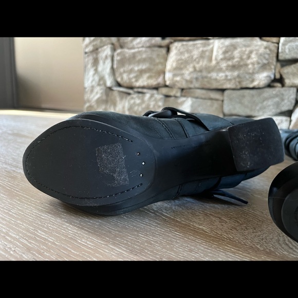 ALLSAINTS “Antigone” Dark Grey Nubuck Suede, Shearling Lined Knee High Boots - Picture 8 of 8